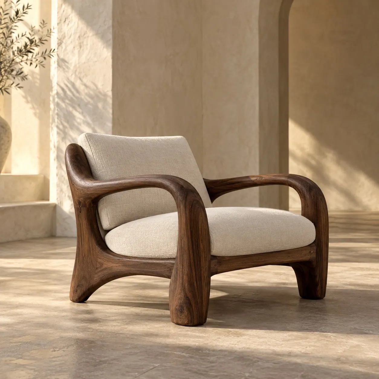 The Arc — Walnut · Natural linen, concept design